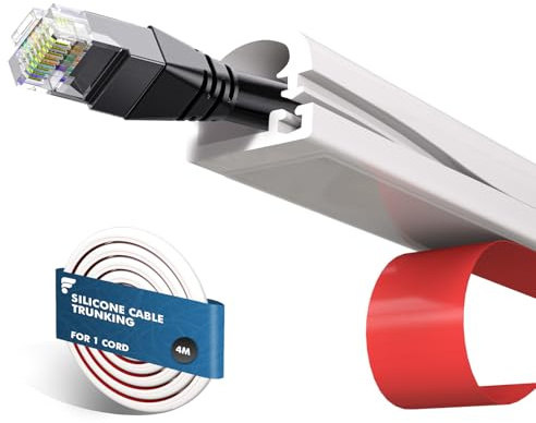 shinfly 4m Mini Vit Kabelkanal Silikon Enskild Kabel, Självhäftande Kabeldöljare Döljer Kablar Väggen, Passar Kabelhantering Väggar Golv Tak