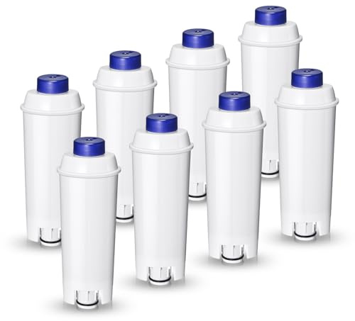 Mutital 8 Filtres à Eau pour Machines à Café De'Longhi | Compatible avec De'Longhi ECAM, ESAM, ETAM, Dinamica, Magnifica, Primadonna, BCO et EC. Filtres à eau de rechange.