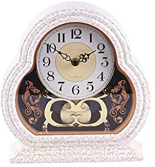 NSTVVEE Pendule de cheminée, Horloge à Pendule silencieuse, Fonctionne à Piles, Horloge de Bureau rétro pour cheminée, Bureau, étagère et décoration intérieure (Blanc)