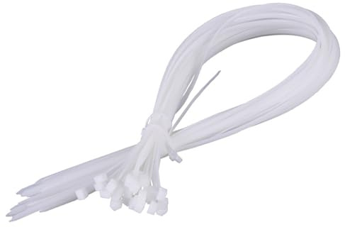 YDYxieji White 17.72 Inch Nylon Cable Ties, Pack of 50 | 50 Pcs white self-locking cable ties sized 450mm×4.8mm to organise various cables