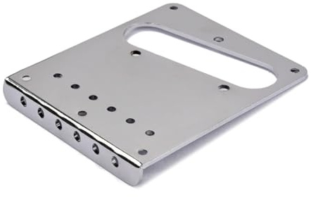 ERINGOGO Top-loading Tl Electric Guitar Bridge Plate, Chrome Single-side Base with Two Screw Holes, 98x80x11mm Replacement Part for 6-string Guitar Accessories