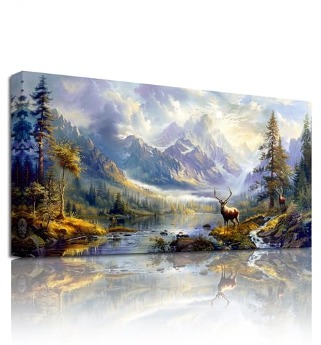 SERIMINO Natürliche Wandbild Berge Wald Landschaft Bilder Groß 73x146 cm
