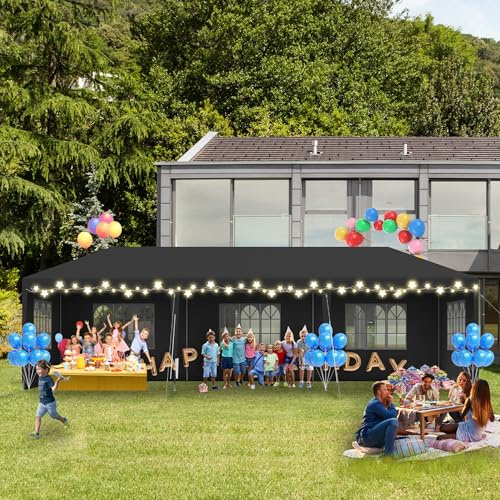 UISEBRT Paviljong, 3 x 9 m, med 8 sidoväggar, vattentät, UV-beständig, för trädgård, fest, bröllop, antracit