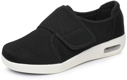 VibeCraft Diabetesskor Med Bred Tåbox - Anpassade För Svullna Fötter Och Neropati - Tryckreducerande Sula Oslipande Sål Andningsaktiv Textil För Daglig Användning