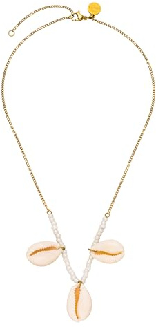 Purelei Shell Pendant Kette – wasserfest & verstellbar | Edelstahlkette mit Muschel-Anhängern & Perlen-Details | 14K/18K Vergoldung | Zarter Sommerlook mit Aloha-Vibes