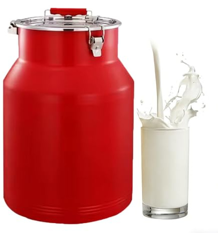 aliooila bidon a Lait Aluminium bidon Alimentaire De Transport Lait Ferme Baratte(Red,12L)