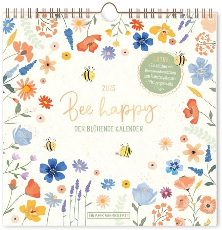 Wandkalender quadratisch 2025 Bee happy: Wandkalender