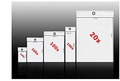 Assortiment de 420 sachets plastique à fermeture à zip Set de 5 tailles différentes lot de sac fermeture pression