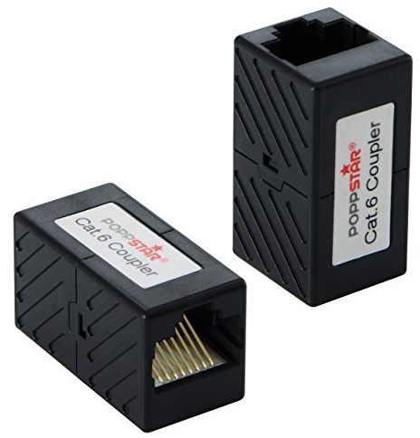 Poppstar 2x RJ45 kontaktdon, kabelkontakt skärmad 2 uttag, 8-polig, adapter för Ethernetanslutning, kabelanslutning Cat6