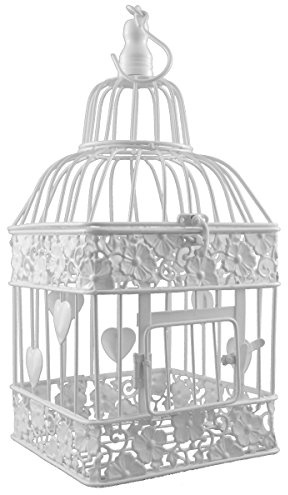 Vogelkäfig aus Metall eckig weiß P-333 klein (mit Herzen)