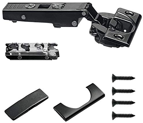 Blum – Onyx Noir Soft Close Overlay Charnière 71b3550ob + plaque + couvertures + Vis, noir