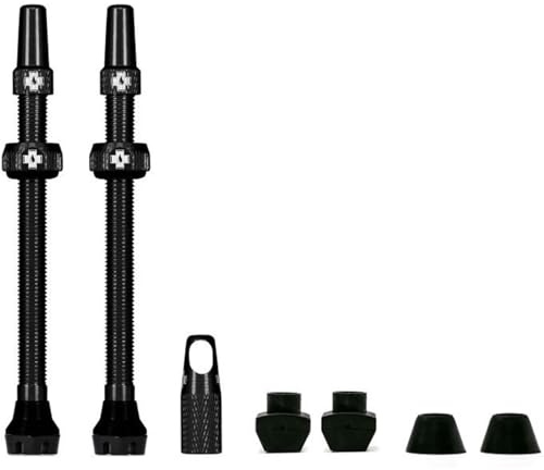 Muc Off Unisex Black Tubeless Presta, 60mm-Premium No Leak Bicycle with Integrated Valve Core Removal Tool Rohrloses Ventil, Schwarz, 60 mm