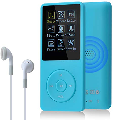 COVVY Slim Music Player 8 GB Portable Lossless Sound 70 Hours Screen MP3 Player Support up to 64 GB (Blue)