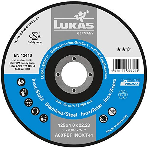 LUKAS Disque à tronçonner T41 pour acier inoxydable 230 x 1,9 mm droit | pour meuleuse d'angle | A46X-BF