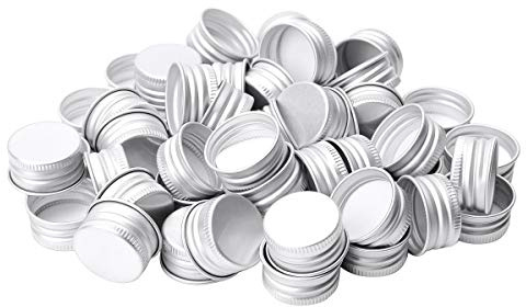 Aislor 50Pcs Schraubverschluss Flaschen Gläser Deckel Set 24mm, 28mm Aluminium Ersatz Verschluss Deckel Drehverschluss Glasflaschen Silber 28mm