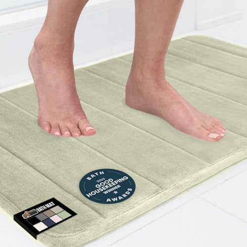 GORILLA GRIP Memory Foam Bath Mat, Soft Absorbent US Designed Bathroom Rug, Gripping Dots Machine Washable Bathmat, Cushioned Floor Mats, Shower Sink Rugs Room Décor Accessories, 30x20 Sage