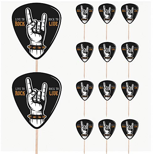 AK Giftshop Rock and Roll Heavy Metal Birthday Party Food Cupcakes Picks Decorations Toppers (Pack of 14)