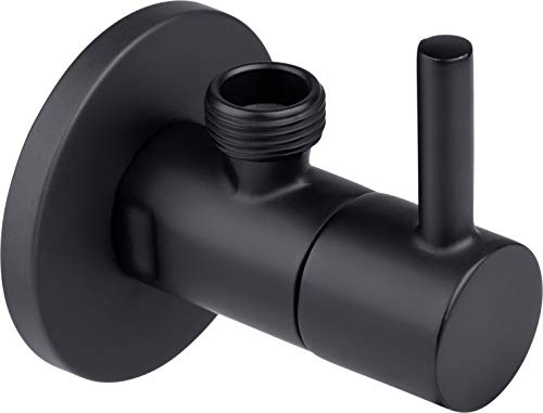 Cornat Design-Eckventil – Aus Messing – schwarz – Mit Griff | 1/2 Zoll AG Wandanschluss – 3/8 Zoll Armaturenanschluss – Eckregulierventil – schwarze Ausführung – für Anschluss