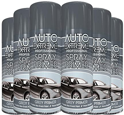 Classic Signature - 6 x Auto Extreme Grey Primer Spray Paint 400ml Professional Quality, Perfect Finish for Cars, Bikes,Vans, Metal, Wood