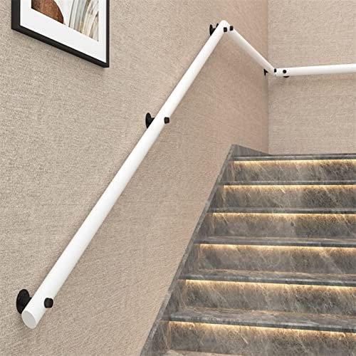 Handläufe für Treppen Weiße Treppe Handlauf - Komplettkit, rutschfeste hölzerne Sicherheits-Treppenschienen mit schmiedeeiserne Klammern, Wandmontierter Home Innen Lofts Decking Geländer Korridor-Trag