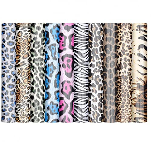 Plotterfolie Textil Leopard Transferpapier Plotter Vinyl Selbstklebende Papier Textilfolien Klebefolienpapier Flexfolie Plotter Transferfolie zum Aufbügeln für DIY T-Shirt (25 x 30.5 cm)