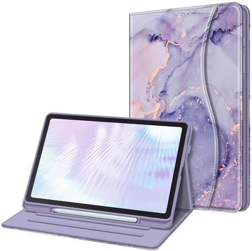 FINTIE Case for Samsung Galaxy Tab S6 Lite 10.4 Inch 2024/2022/ 2020 | with S Pen Holder, Multi-Angle Viewing Soft TPU Back Cover with Pocket, Auto Wake/Sleep, Lilac Marble