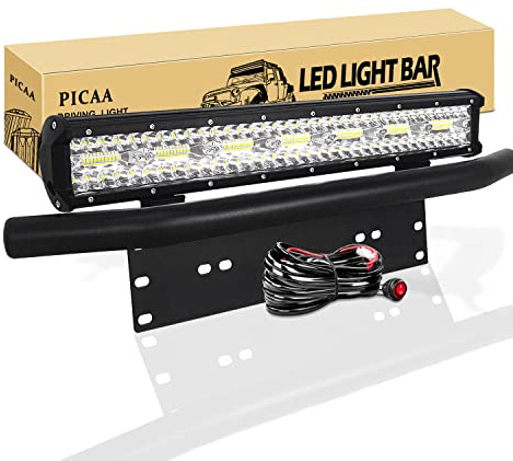 PICAA LED-strålkastare till fordon, 8D, 50,8 cm (20 tum), 420 W, arbetsbelysning för SUV, terräng, ATV, UTV, fyrhjuling, traktor och andra fordon, med 58 cm stor nummerplåtshållare