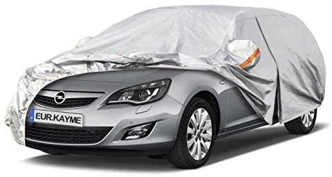 Kayme Autoabdeckung Kombi Wasserdicht Atmungsaktiv Passend für 2010-2023 Opel Astra Sports Kombi Tourer,Vollgarage Autoplane für Regen Sonne Staub Schutz,Auto Abdeckplane Faltgarage (3-7 Tage liefern)