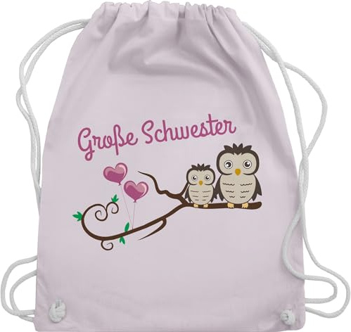 Turnbeutel Rucksack - Geschwister Bruder und - Große Schwester süße Eulen - Unisize - Pastell Rosa - geschenk kinderrucksack geschwisteroutfit sis beutel geschwisteroutfitset sister sportbeutel