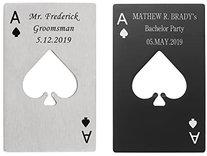 ACBungji Poker Flaschenöffner mit Gravur, 2 Stücke Personalisierte Pokerkarten Bieröffner Edelstahl Kapselheber Bottle Opener Lustig Geschenke für Familie Camping Parteien