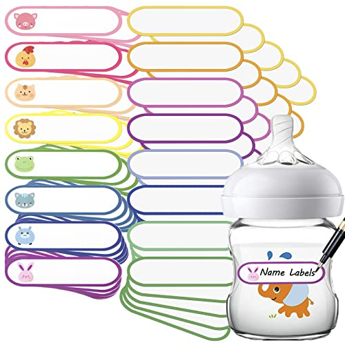 Namensaufkleber für Kinder (80 Stk. 58x14 mm)-Wasserfest Namensschilder für Kita, Kindergarten und Schule Gegenstände, Personalisierte Schulaufkleber Babyflasche Klebeetiketten Spülmaschinenfest