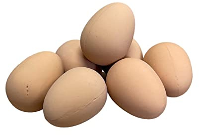 Imitation Chicken Poultry Hen Eggs [12 Pack] - Weighted Rubber Dummy Fake Eggs Helps Encourage laying or prevent eating eggs (12x Eggs)