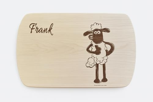 Shaun das Schaf Frühstücksbrett ‚Daumen hoch‘ – Original Lizenzprodukt – Personalisiertes Holzbrett/Brotbrett/Vesperbrett für Kinder & Erwachsene