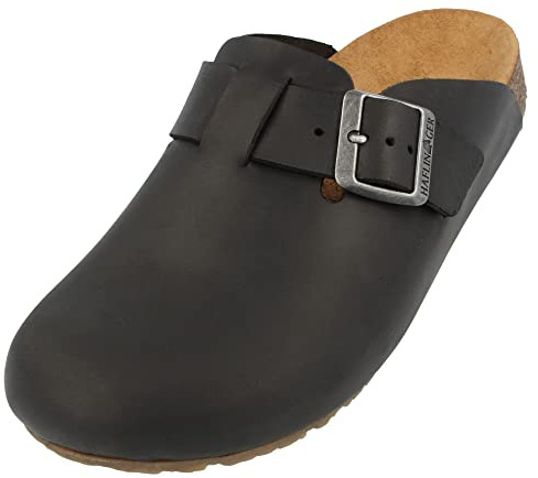 HAFLINGER Porto Eleganter Clog aus Leder Gummisohle und Kork Latex Fußbett Hausschuh Unisex