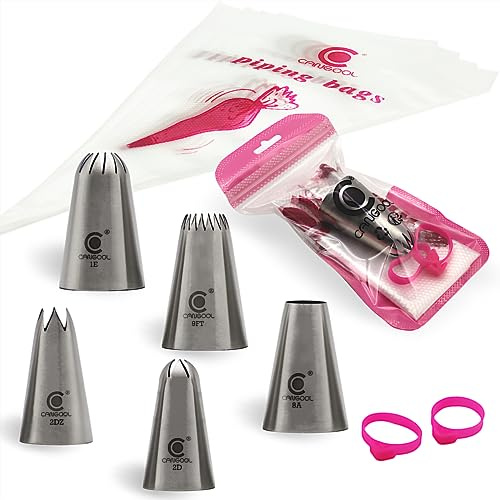 Cangool Spritztülle Groß Set Muster #1E #2D #2DZ #9FT #8A - Perfekte Ergänzung für Spritzbeutel mit Tüllen - Große Kreationen einfach gemacht