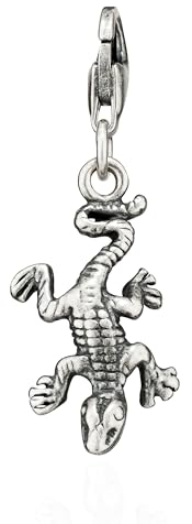 NKlaus 15664 Pendentif pour femme Salamandre en argent 925 vieilli 18 x 10 mm Bijou pour bracelet à breloques, Argent