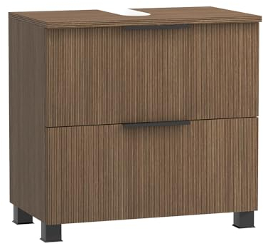 Lomadox Badezimmer Waschbeckenunterschrank 60 cm, 1 Klappe, 1 Auszug, Eiche