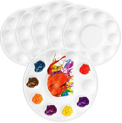 6 Paletas Redondas de Pintura, Paleta Universal | Paleta de Pintor,Paleta de Arte para Manualidades, Pintura al óleo, Acuarela Acrílica, Blanco