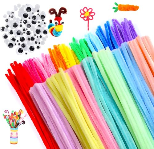 SHSHbuy Pfeifenreiniger Basteln,300 Stück DIY Pfeifenreiniger Chenilledraht Bunte Pfeifenputzer für Kinder zum Basteln und Dekorieren 6mm*30cm