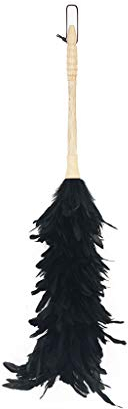 RybdaFDc plumeau, plumeau à Plumes, Set Plumeau Plumeau avec Manche en Bois Massif, Flexible, Bonnes Prises, Antistatique, Plumeau for Maison, Bureau et Voiture - Plumeau à Manche Noir