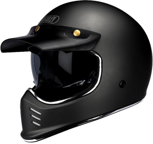 BYFHHHH Casco Integrale da Moto retrò, Caschi Fuoristrada da Moto Certificati ECE Set Integrale Casco da Moto per Uomo E Donna con Visiera A,M=57~58CM