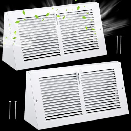 Yaocom 2 Pcs Baseboard Vent Covers with Damper 12w x 6h Duct Opening Size Steel Triangular Baseboard Return Air Grille, Air Register Vent Cover Grill Diffuser Outer (Duct Opening: 12 x 6 Inches)