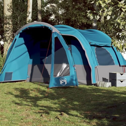 Homgoday Familienzelt 6 Personen Campingzelt Modern Gruppenzelt Festivalzelt Gartenzelt Zelt für Camping Reise Trekking Garten Wasserdicht Blau