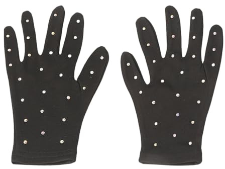 Dickly Gants de Patinage Artistique Gants d'Entraînement de Patinage sur Glace Moufles Thermiques de Compétition de Patinage avec Strass pour Femmes Filles, S Black