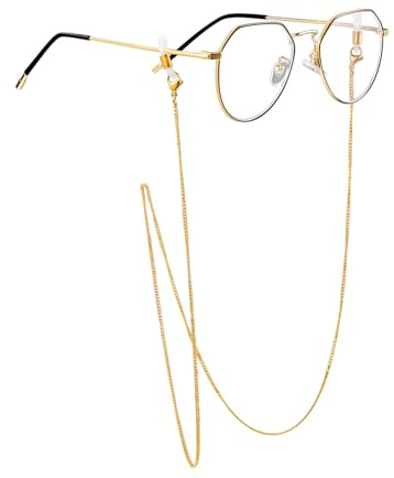 ChainsPro Brillenkette Edelstahl Damen Herren Brillenbänder Einstellbarer 3.5mm Breit Perlenkette Maskenkette Zubehör für Sonnenbrillen 71cm Vergoldet