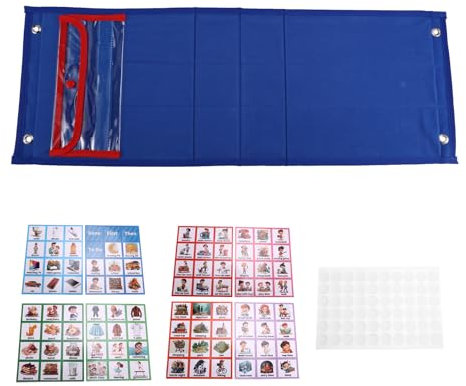 Okeeyseda Calendrier Visuel pour Enfants, Tableau de Routine Quotidienne avec 70 Cartes, Calendrier de Poche, Outil Comportemental D'Apprentissage de L'Autisme, Bleu