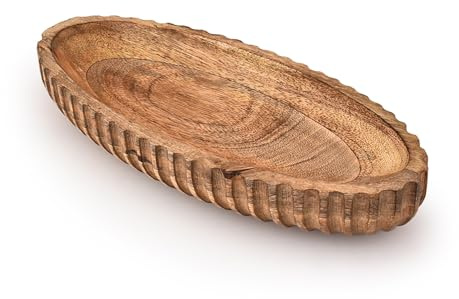 Indus Lifespace Decorative Bowls Mango Wood Home Decor Home Decorative Centerpiece Centerpiece Bowl for Table (14 x 6 x 2.25)