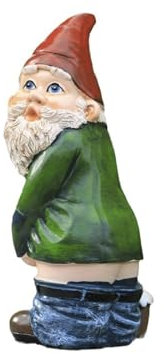 Rich Iron Statues de jardin colorées en résine - Nain pipi - Statue de jardin décorative pour l'extérieur - Sculptures et statues de jardin - 5 x 4 x 10 cm - Légère - 100 g - Ornements de cour
