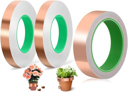 3 Piezas Cinta de Cobre contra Caracoles, Cintas Cobre Repelentes Babosas y Caracoles Cinta De Cobre Autoadhesiva Eficaz Protección Contra Caracoles para Jardines Y Plantas (2 pcs 10mmx20m+20mmx20m)