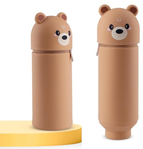 Niaetuto Trousse Animaux,Trousse Ecole Garçon Fille,Silicone Anime Trousses Silicone Verticale avec Fermeture éclair,Cadeau Scolaire pour Enfants